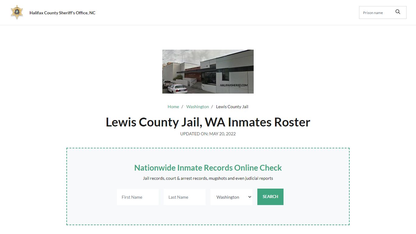 Lewis County Jail, WA Jail Roster, Name Search