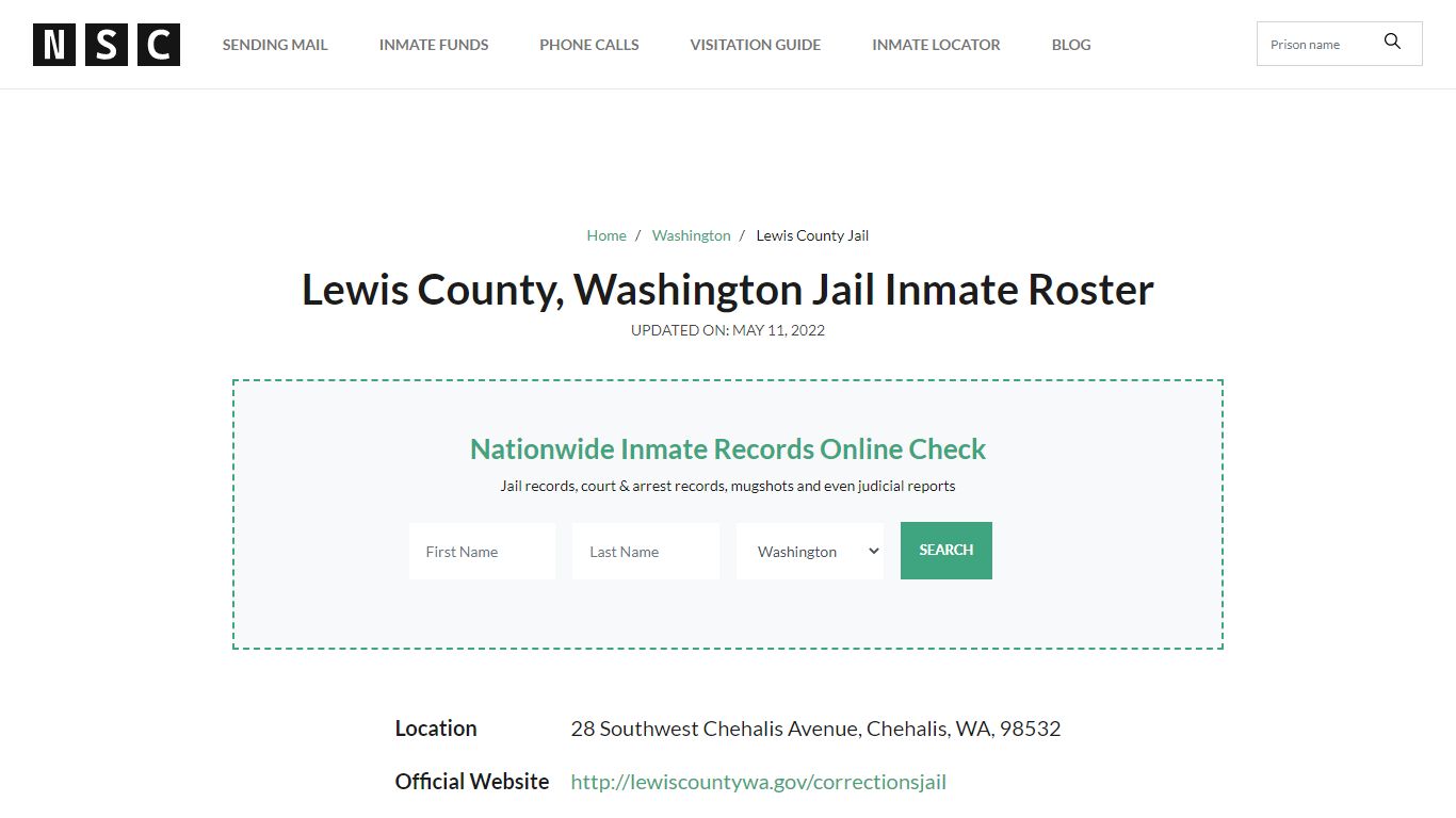 Lewis County, Washington Jail Inmate List